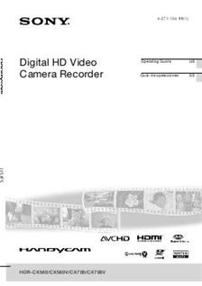 Sony HDR CX 700 manual. Camera Instructions.